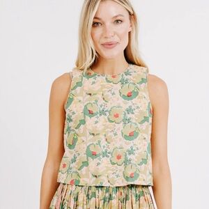 Mirth Santorini tank in rose bloom, size S. Hand printed.